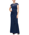 ALEX EVENINGS 81171507 LACE TOP JERSEY GOWN