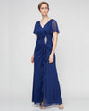 ALEX EVENINGS 81321004 JERSEY GOWN ELECTRIC BLUE