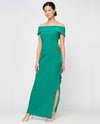 ALEX EVENINGS 81351528 OFF SHOULDER JERSEY GOWN JADE
