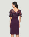 ALEX EVENINGS 8160542 MOCK 2 PC SHORT DRESS EGGPLANT