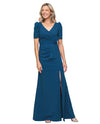 ALEX EVENINGS 8160548 STETCH CREPE GOWN azure