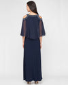 ALEX EVENINGS 8160591 BEADED ILLUSION DRAMATIC GOWN NAVY BACK