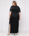 ALEX EVENINGS 8433119 SHIMMER PEARL TRIM GOWN black