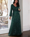 ALEX EVENINGS 84961012 WOMENS SEQUIN GOWN emerald emerald green