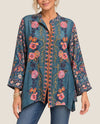 ALL ABOUT HER 5585 EMBROIDERED BUTTON UP BLOUSE charcoal
