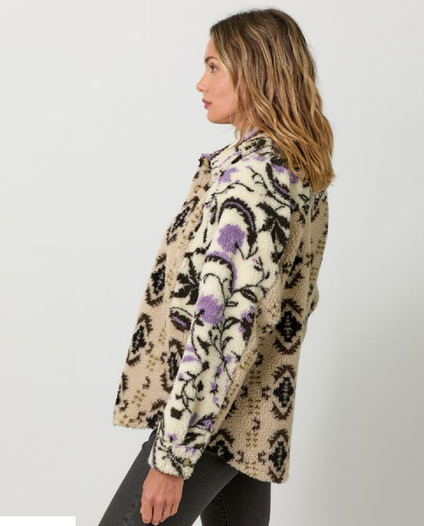 MYSTREE ANN-60824 COLOR BLOCK BUTTON DOWN JACKET OATMEAL/LVND