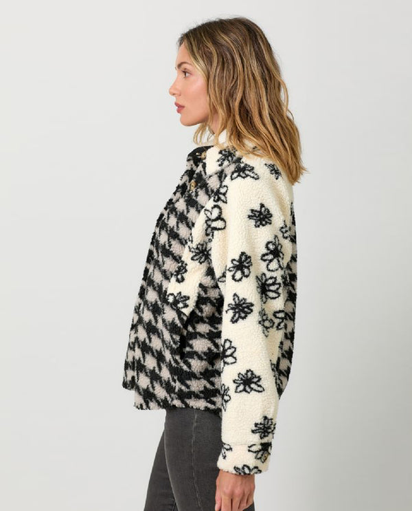 MYSTREE ANN-60824 COLOR BLOCK BUTTON DOWN JACKET STONE/BLACK