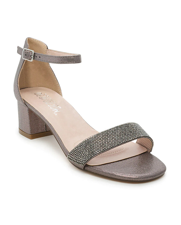 BLOSSOM ANNIE-70 SHIMMER & STONE ANKLE STRAP OPEN TOE PEWTER