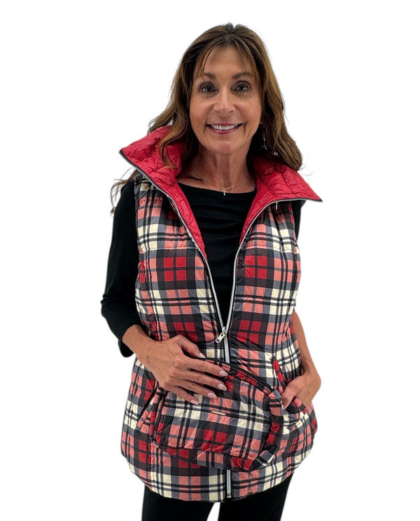 ANORAK 50172CNR PLAID REV. HOODED VEST