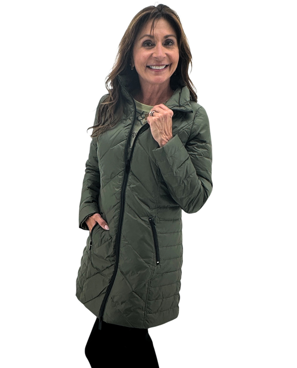 ANORAK MA90042 CHEVRON QUILTED JACKET ARMY GREEN