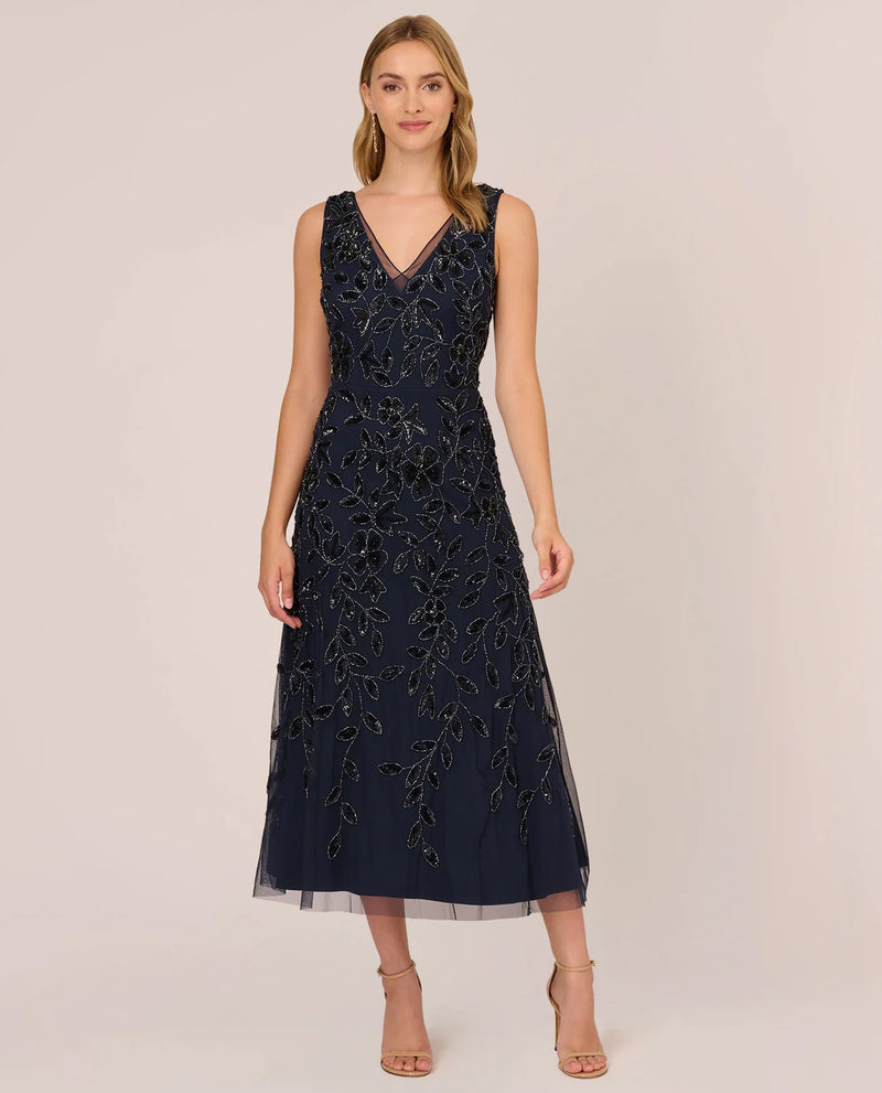 ADRIANNA PAPELL AP1E211056 ANKLE LENGTH BEADED GOWN