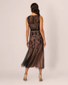 ADRIANNA PAPELL AP1E211558 ILLUSION NECKLINE BEADED DRESS BLACK/ROSE GOLD