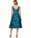 ADRIANNA PAPELL AP1E211695 BOAT NECK JACQUARD MIDI DRESS BLUE/GREEN