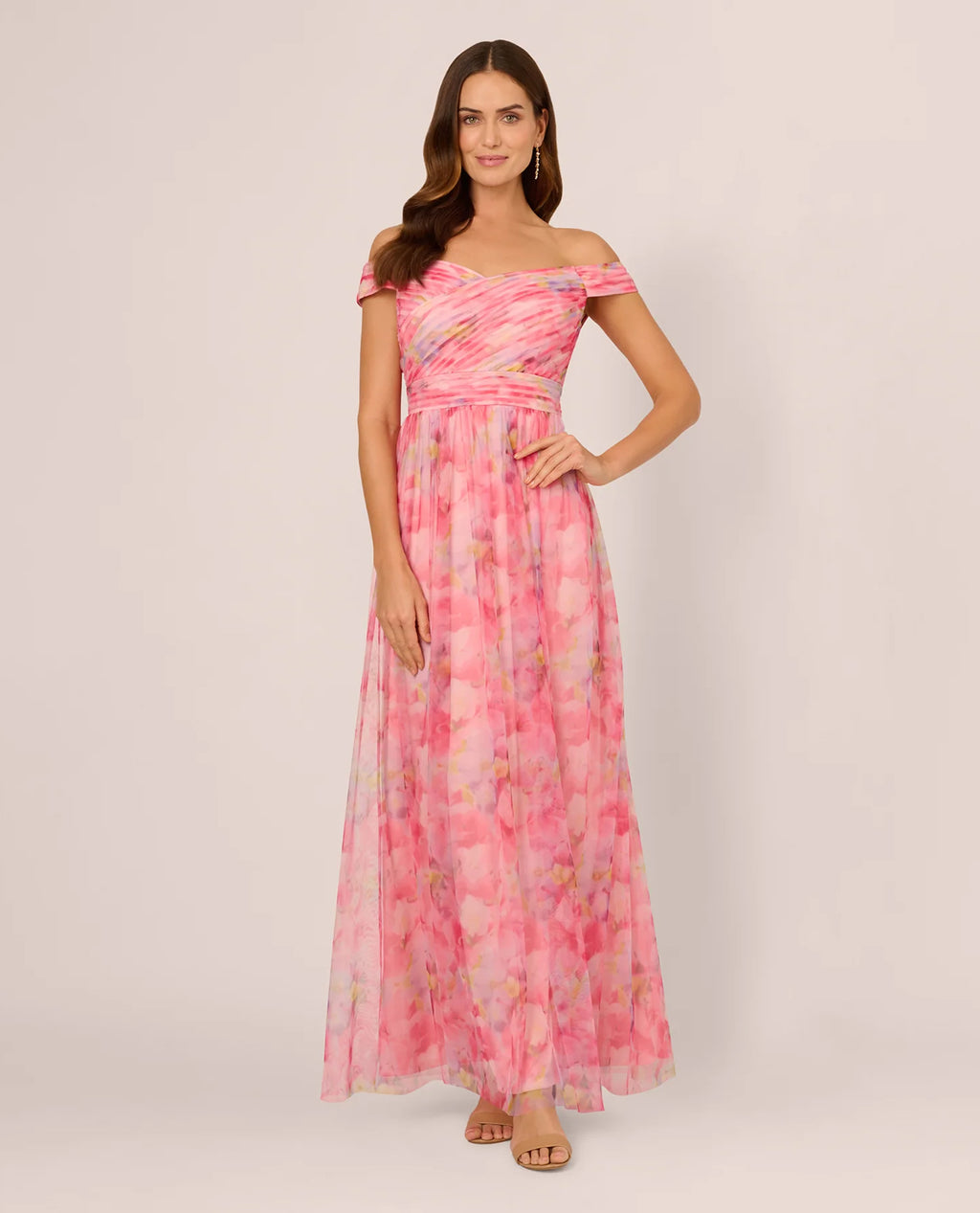 ADRIANNA PAPELL AP1E211921 PETITE FLORAL OFF SHOULDER DRESS ADRIANNA PAPELL AP1E211921 PETITE FLORAL OFF SHOULDER DRESS