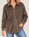 APANA AF4895 VELOUR CORD BIG SHIRT DARK BROWN