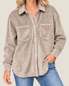 APANA AF4895 VELOUR CORD BIG SHIRT rose ash