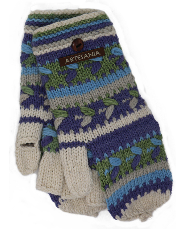 ARTESANIA HM303#2 LEAF TEXT MITTEN