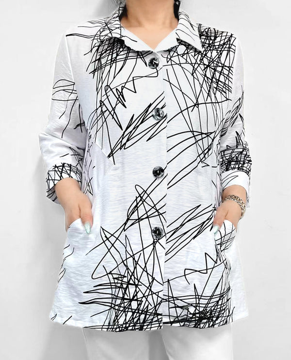 CREATION AT121 CHIC LINES JACKET WHITE/BLACK