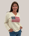 AVALIN 1776 V-NECK US FLAG SWEATER CREME