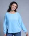 AVALIN 2010 SCOOP NECK HI-LO KNIT SWEATER sky