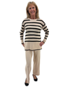 AZZ TH-DK5808 2PC STRIPE KNIT PANT SET OATMEAL