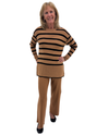 AZZ TH-DK5808 2PC STRIPE KNIT PANT SET RUST