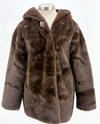AZZ Y981 HOODED FAUX FUR JACKET COFFEE