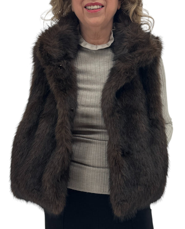 AZZ Y982 FAUX FUR VEST OS