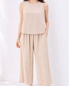 AZ FY-3612 TANK/PANT SET W/ STONES BEIGE