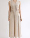 AZ FY3673 V-NECK MAXI W/ FLOWER PIN CREAM