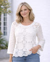 AZ LA-168 CROCHET PULLOVER WHITE