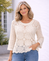 AZ LA-168 CROCHET PULLOVER BEIGE