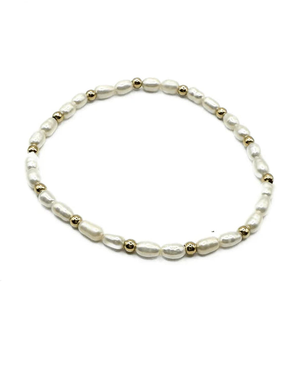 ERIN GRAY B-R3MM RICE PEARL & GOLD BRACELET