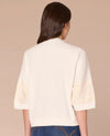 DEMOCRACY B79762A5E 3/4 DOLMAN SLEEVE DIE CUT EMBROIDERED TOP OFF WHITE