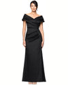 BETSY & ADAM A27382 TAFFETA OFF SHOULDER GOWN BLACK