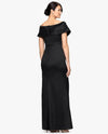 BETSY & ADAM A27382 TAFFETA OFF SHOULDER GOWN BLACK BACK