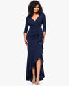 BETSY & ADAM A27594 CREPE RUFFLE DRESS AZURE