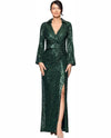 BETSY ADAM A27596 SEQUIN SURPLICE WITH BELT