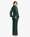 BETSY ADAM A27596 SEQUIN SURPLICE WITH BELT BACK