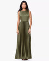 BETSY & ADAM A27993 PLEATED SKIRT GOWN OLIVE