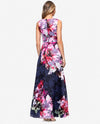 BETSY & ADAM A28185 FLORAL PRINT V-NECK DRESS NAVY BACK