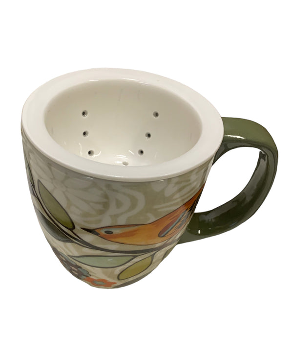 CYPRESS CERAMIC BIRD MUG WITH TEA STRAINER