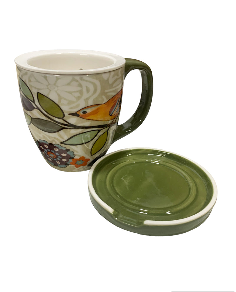 CYPRESS CERAMIC BIRD MUG WITH TEA STRAINER