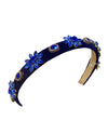 BL10783 CRYSTAL FLOWER & GOLD HEADBAND BLUE