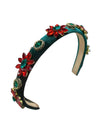 BL10783 CRYSTAL FLOWER & GOLD HEADBAND GREEN