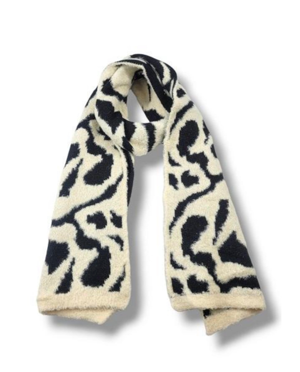 BLACK/IVORY PRINT SCARF CSG4046