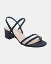 BLOSSOM HAZEL-2 SPARKLE ANKLE STRAP BLOCK HEEL NAVY