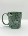 BLUE SKY 79525 PASTEL CAT 18 OZ MUG GREEN