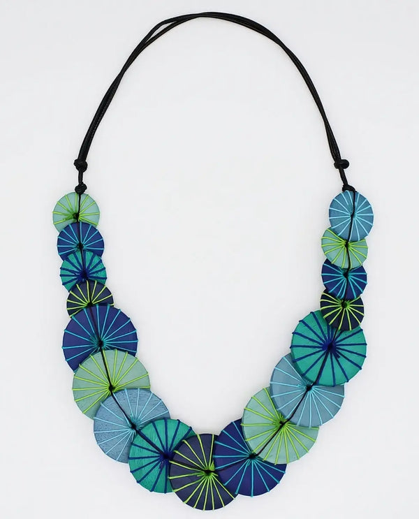 SYLCA BP18N21 AZALEA BIB NECKLACE BLUE/GREEN