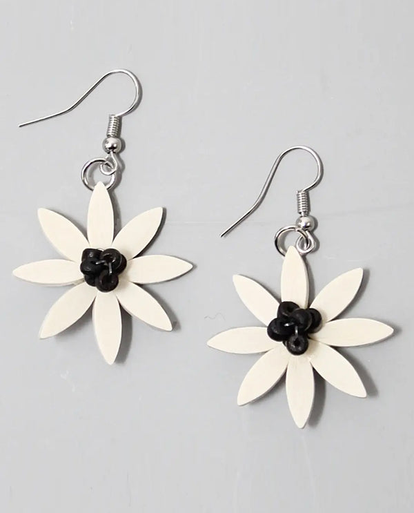 SYLCA BP21E06 AMAYA FLOWER DANGLE EARRING BLACK/WHITE